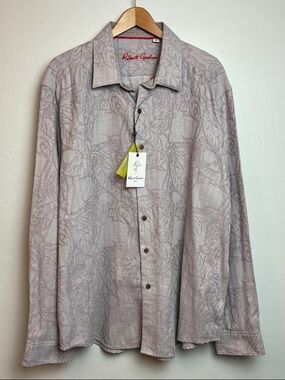 NWT Robert Graham Men’s 3XL Dragons Paisley Long-Sleeve Taupe Sport Shirt
